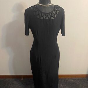 Gaccina Vintage Black Cutout Bodice dress, size 8